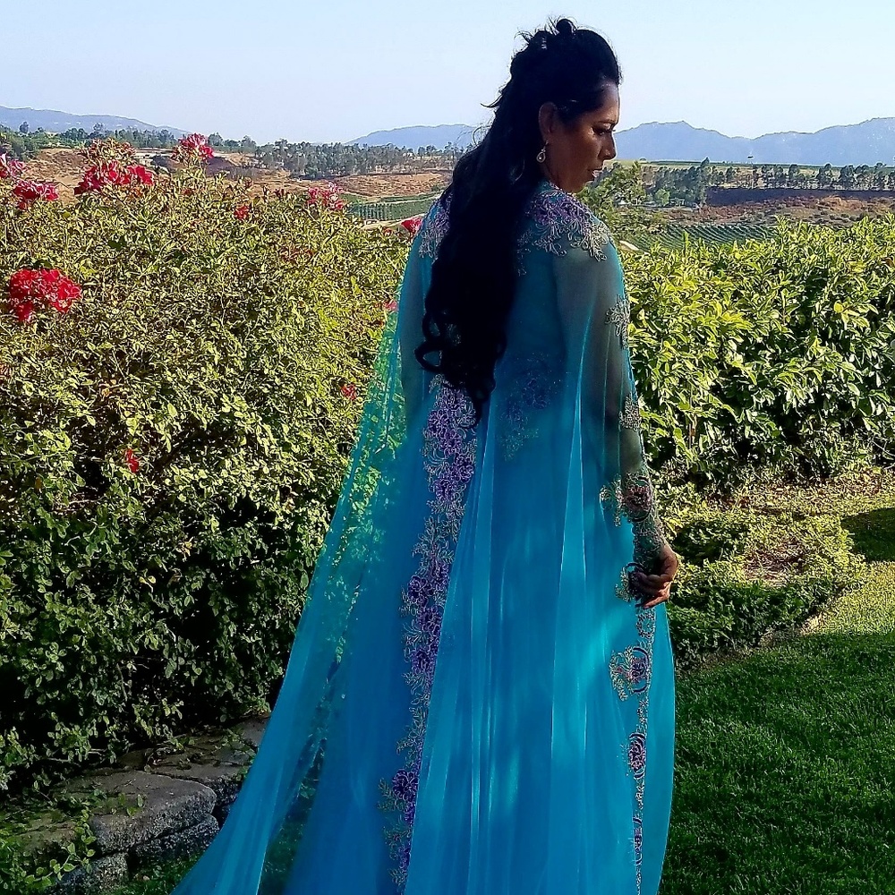 Turquoise formal prom dress